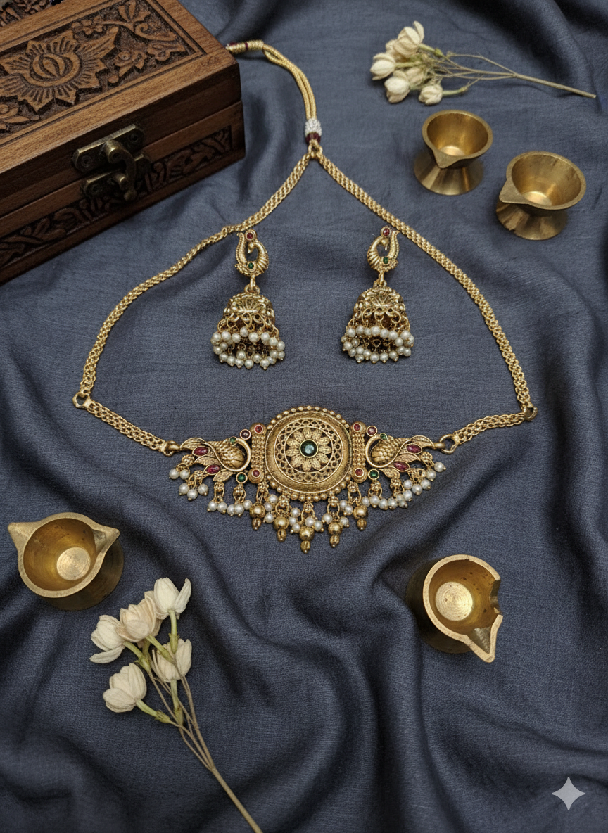 Mayuri (Peacock) Intricate Design Necklace Set