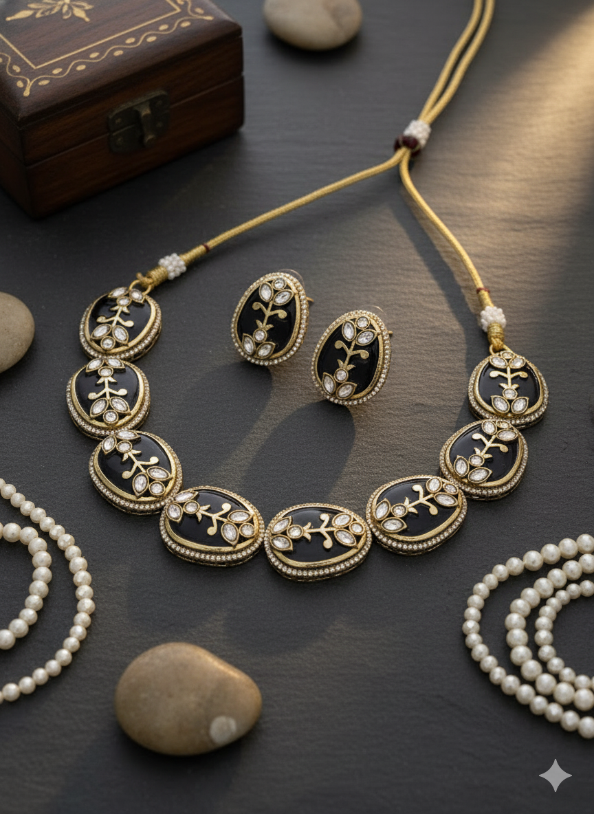 Vintage Floral Kundan Choker Set
