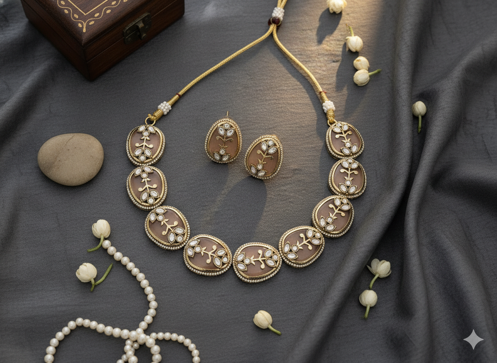 Vintage Floral Kundan Choker Set