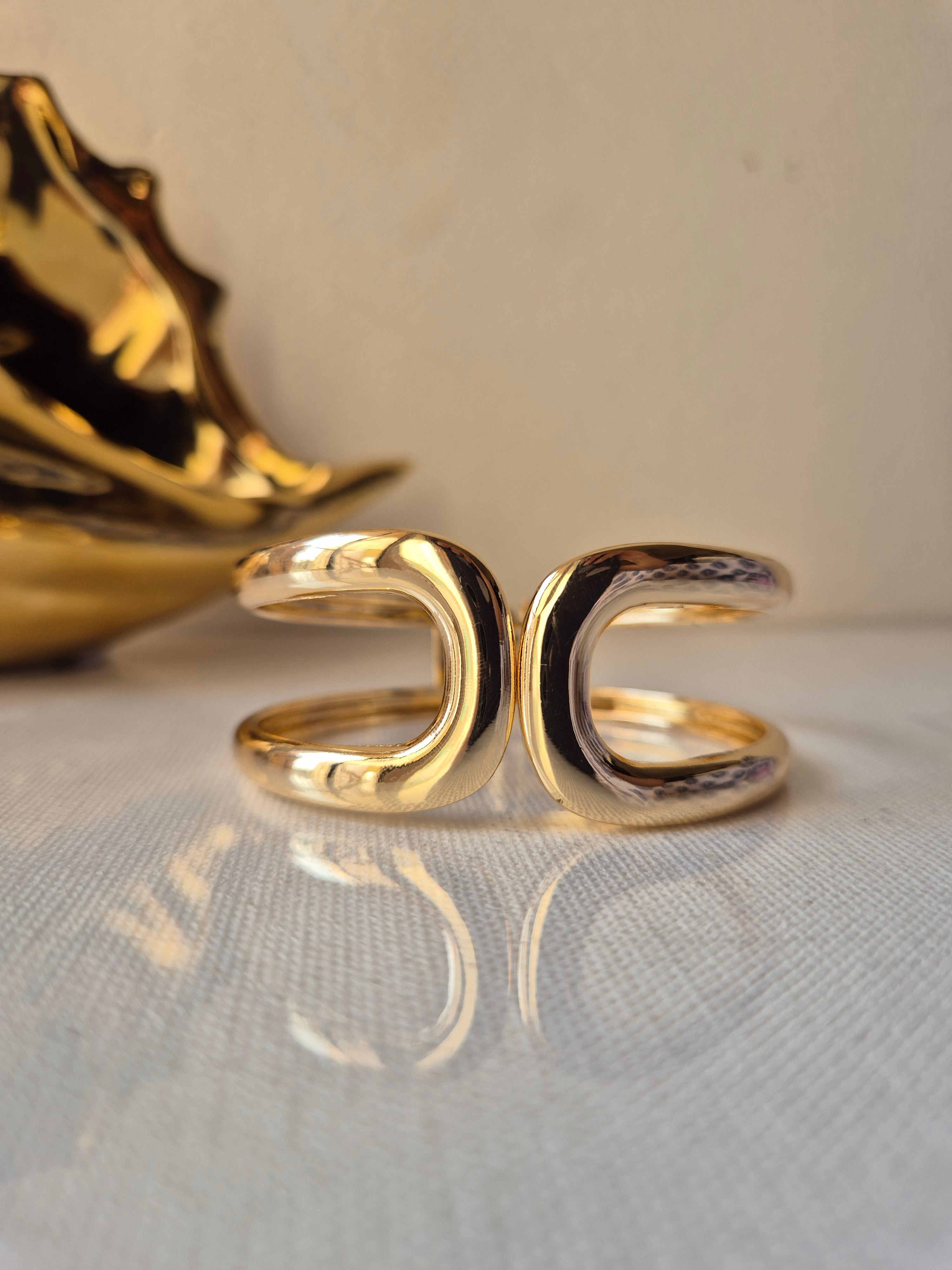 Aurora Curve Open Cuff Ring – Gold Finish Anti-Tarnish