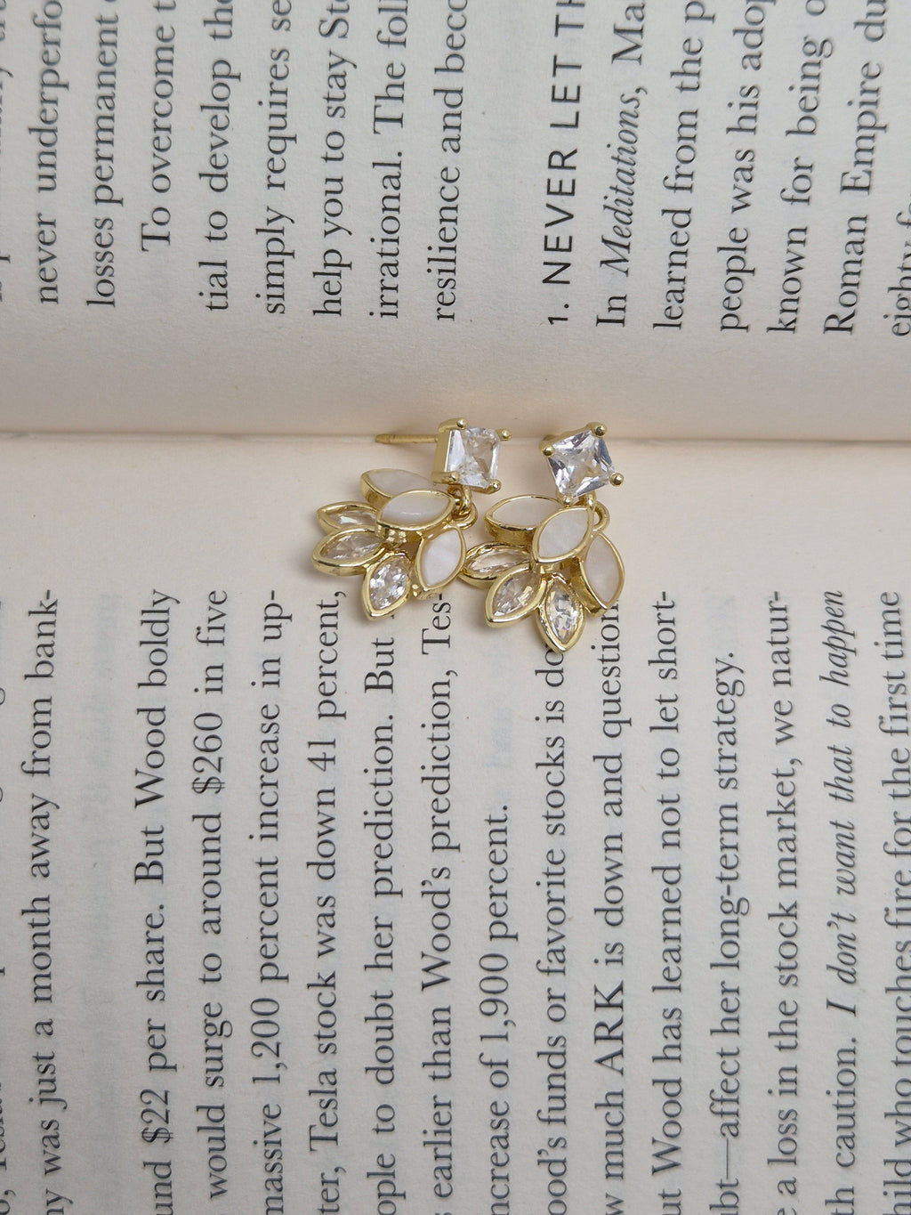 Ivory Bloom Crystal Drop Anti-Tarnish Earrings – Gold Finish