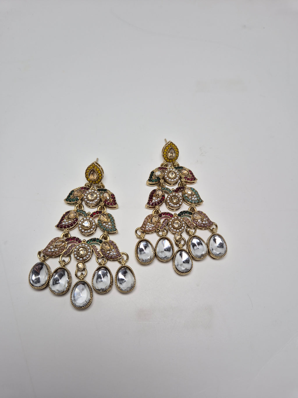 Mehrunisa Navratna Kundan Drop Earrings