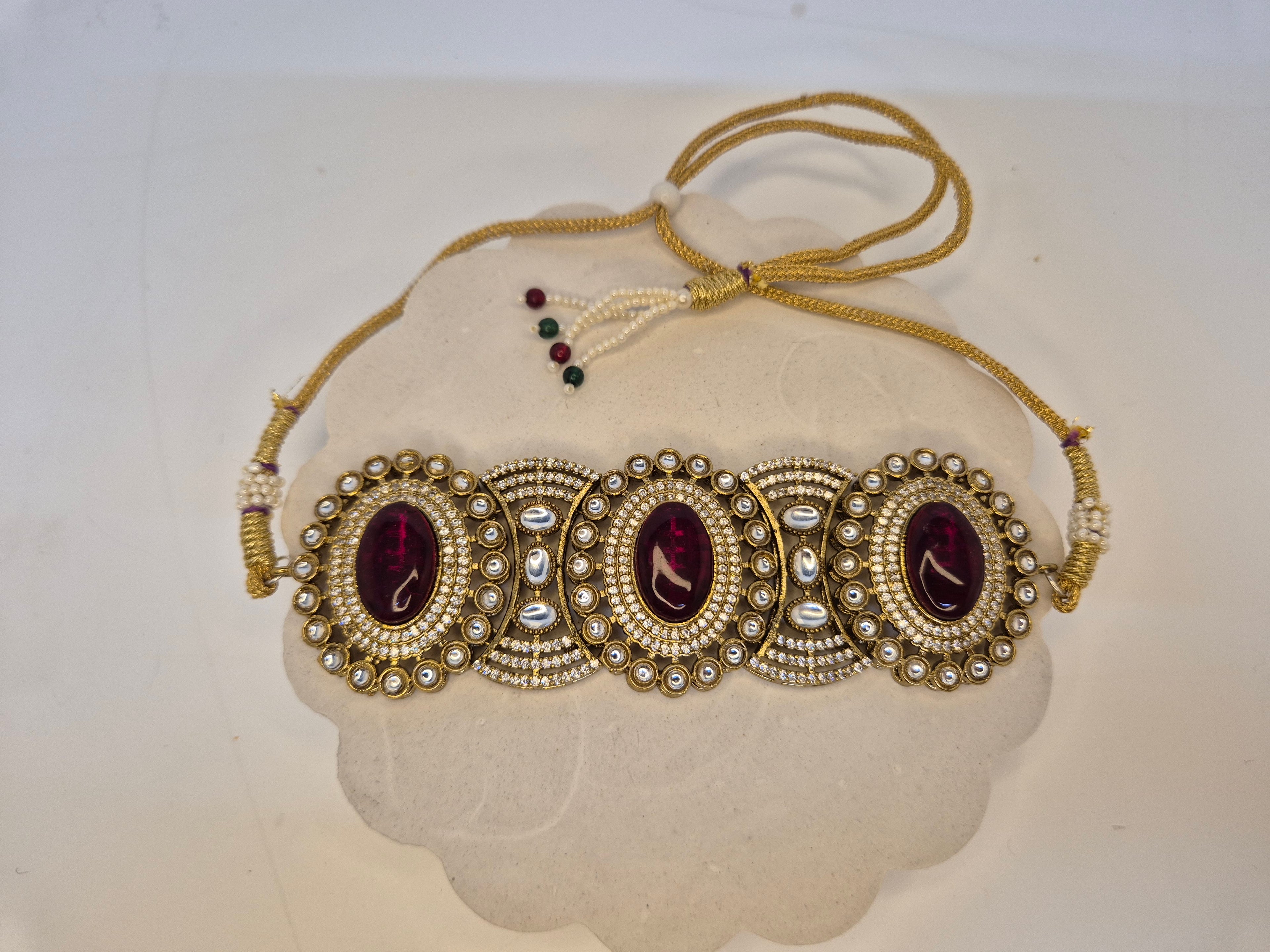 Royal Gold & Ruby Statement Choker Set