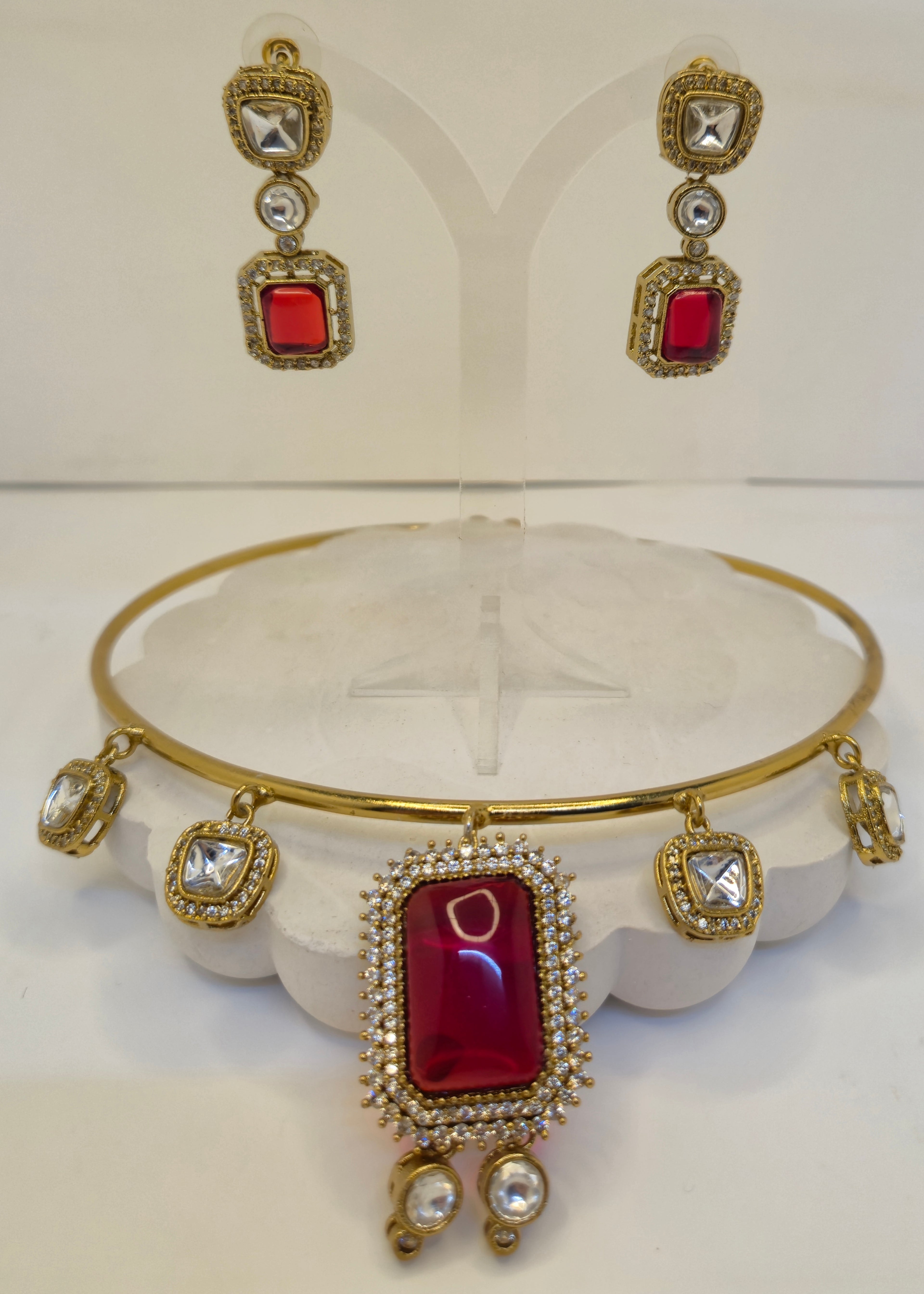 The Maharani Red Statement Hasli Necklace