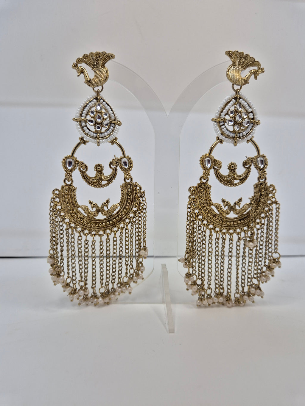 Heritage Peacock Chain Fringed Earrings