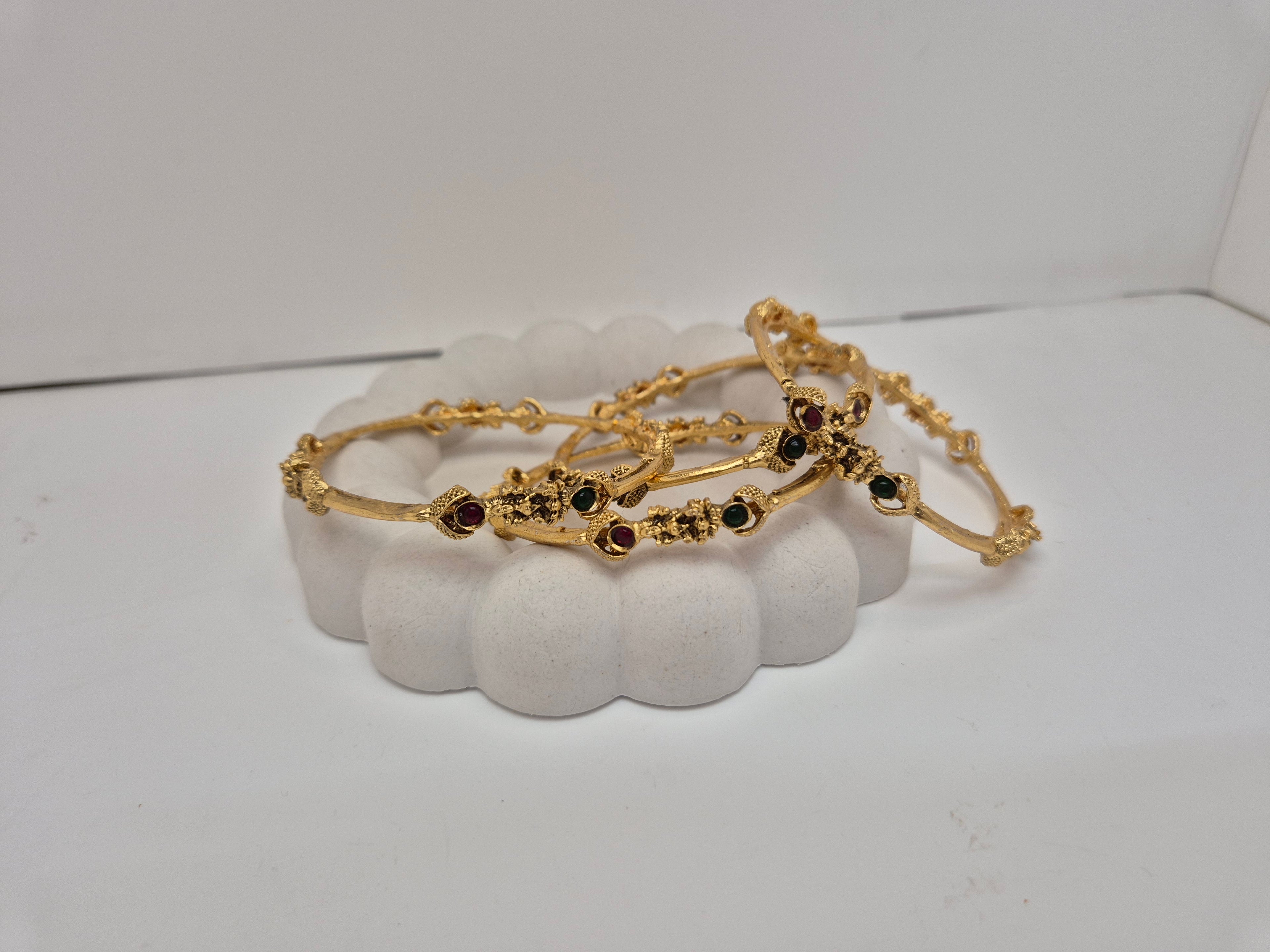 Rajwada Gem Cuff Bangles (Pack of 4) (Size- 2.4)