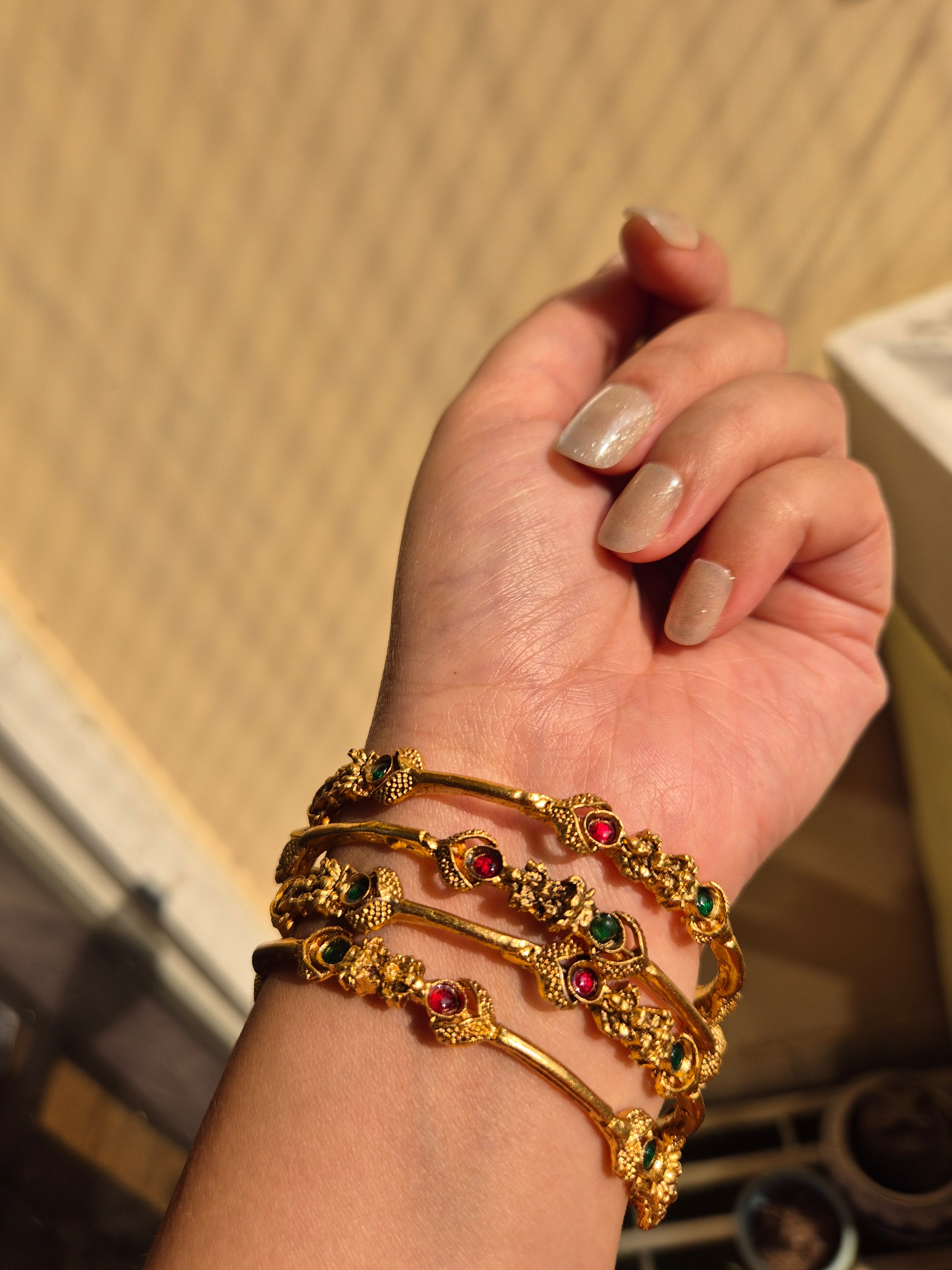 Rajwada Gem Cuff Bangles (Pack of 4) (Size- 2.4)