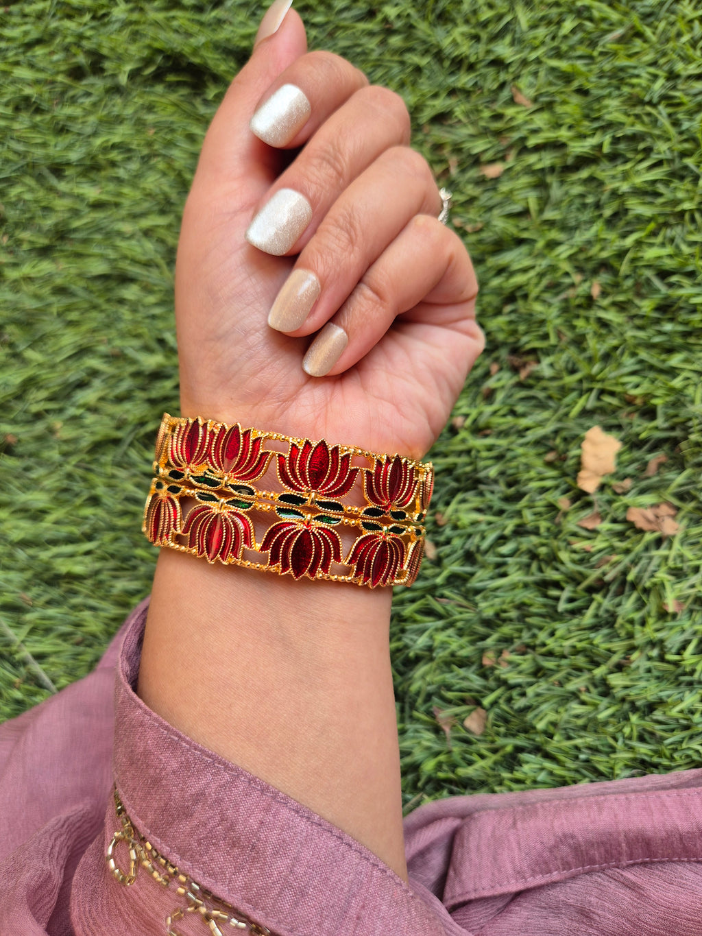 Nandini Viral Lotus Bangle- Size: 2.4