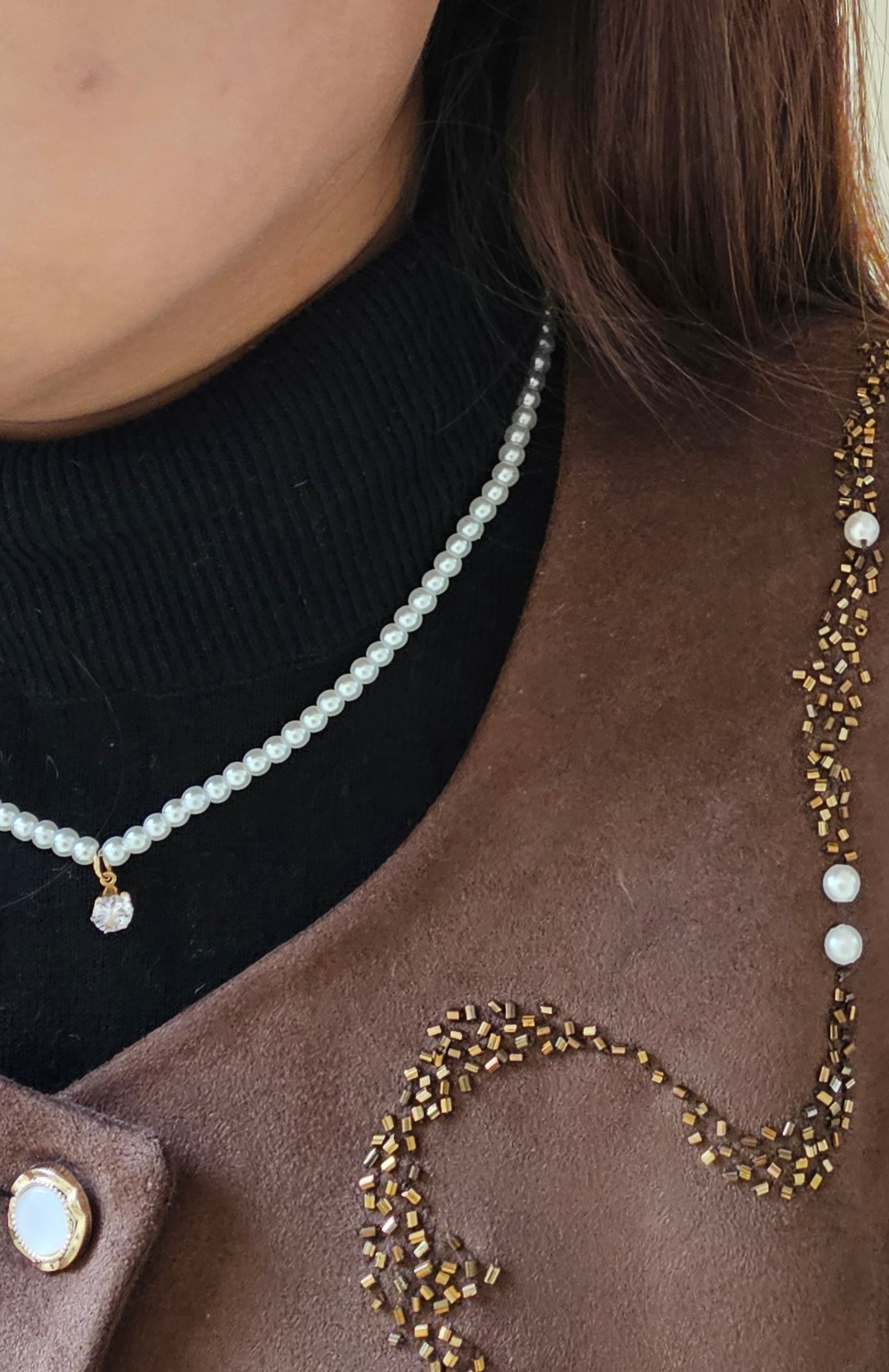 Celeste Pearl Solitaire Pendant Necklace (Anti-Tarnish)