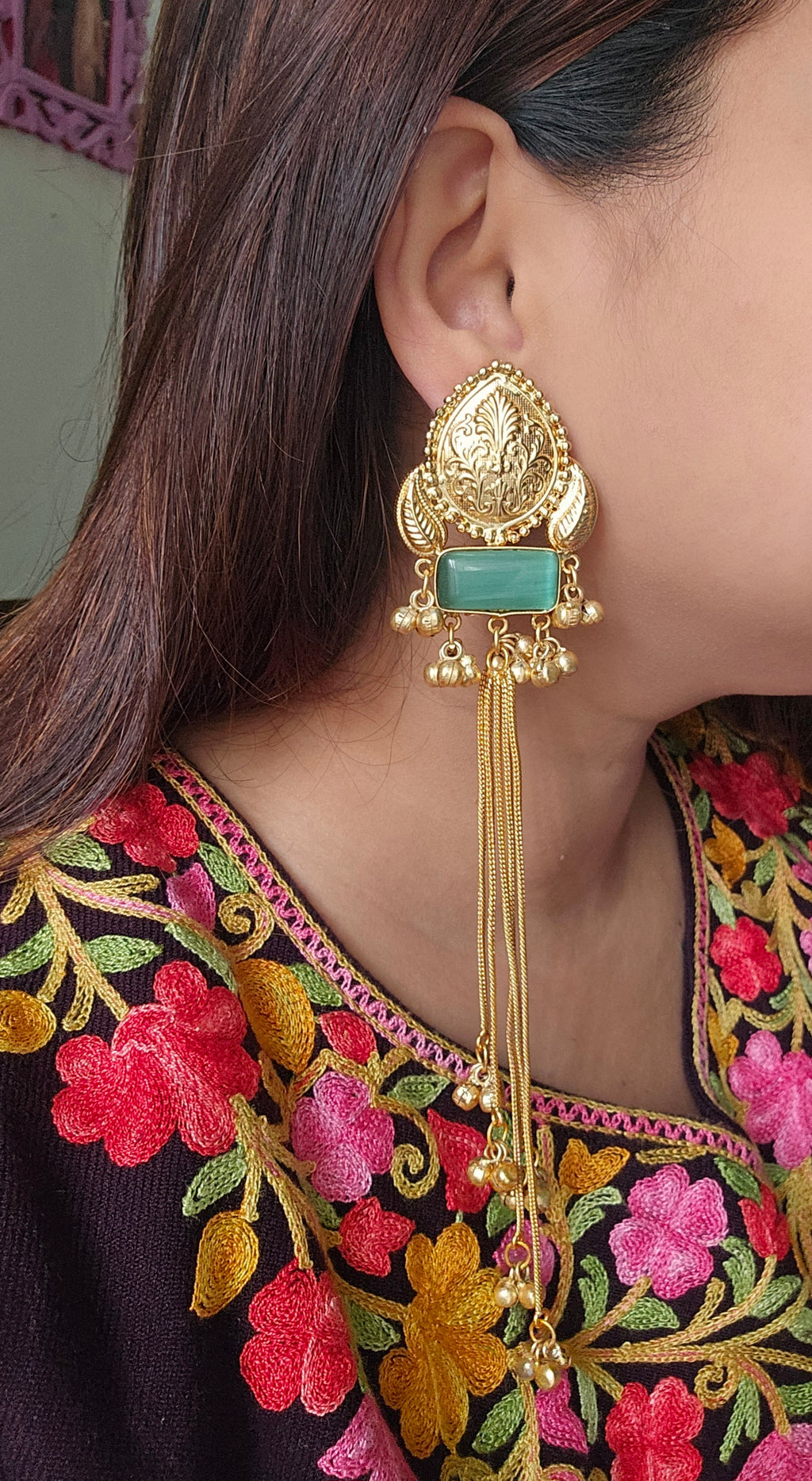 Emerald Noor Kashmiri Earrings