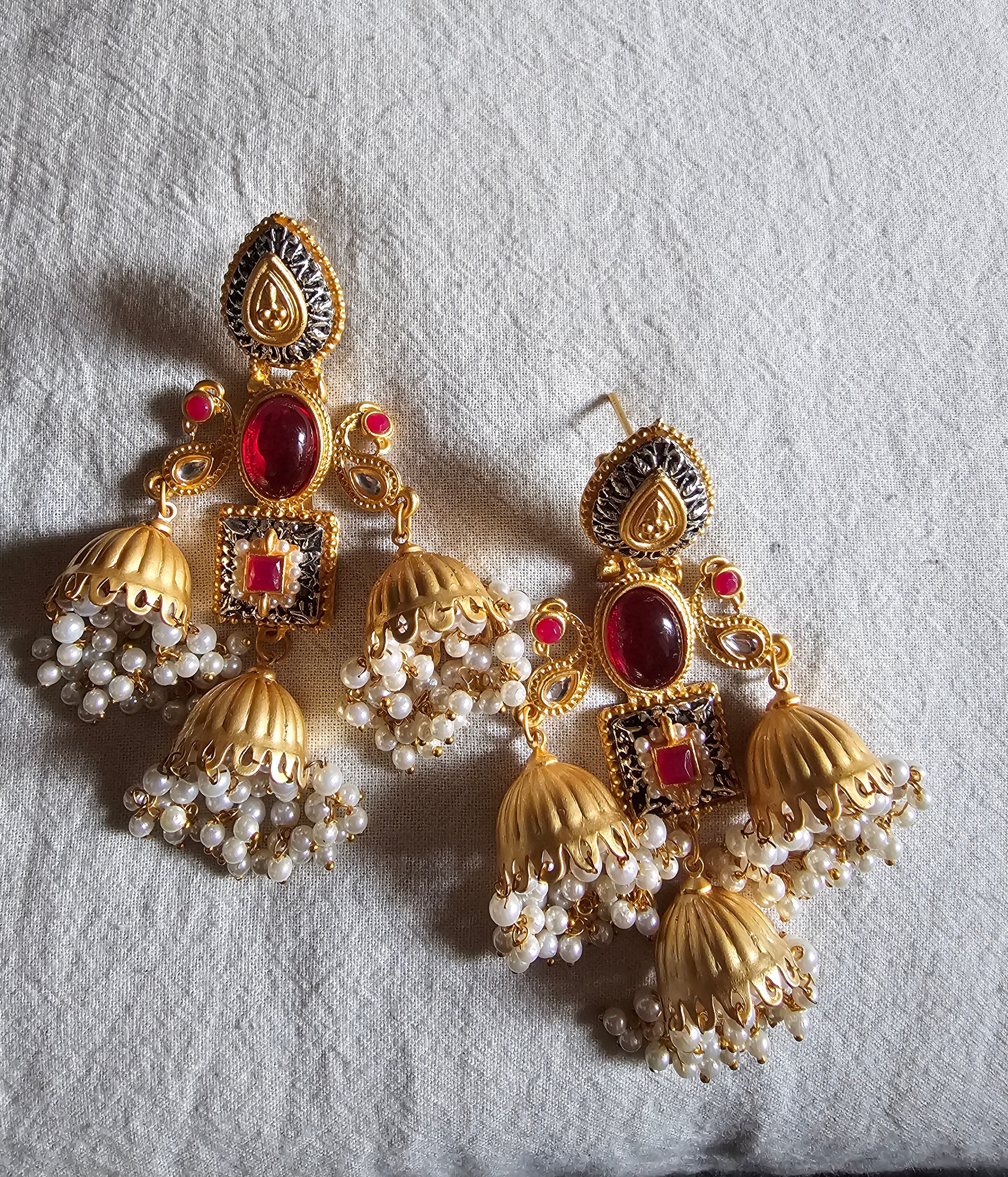 Noor Jahan Triple Jhumka Earrings