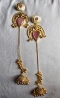 Rose Lotus Long Jhumka Earrings