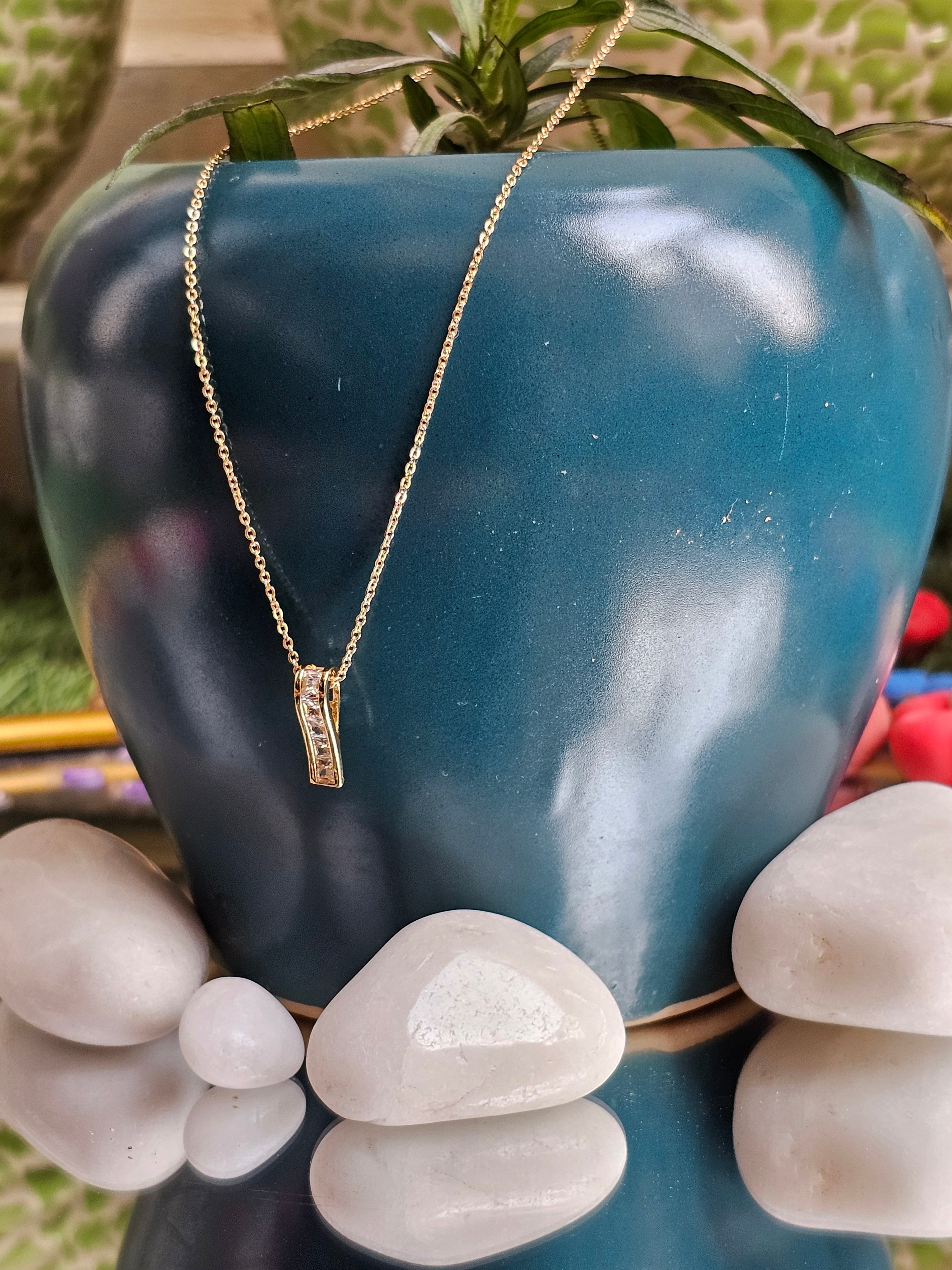 Crystal Line Pendant Necklace