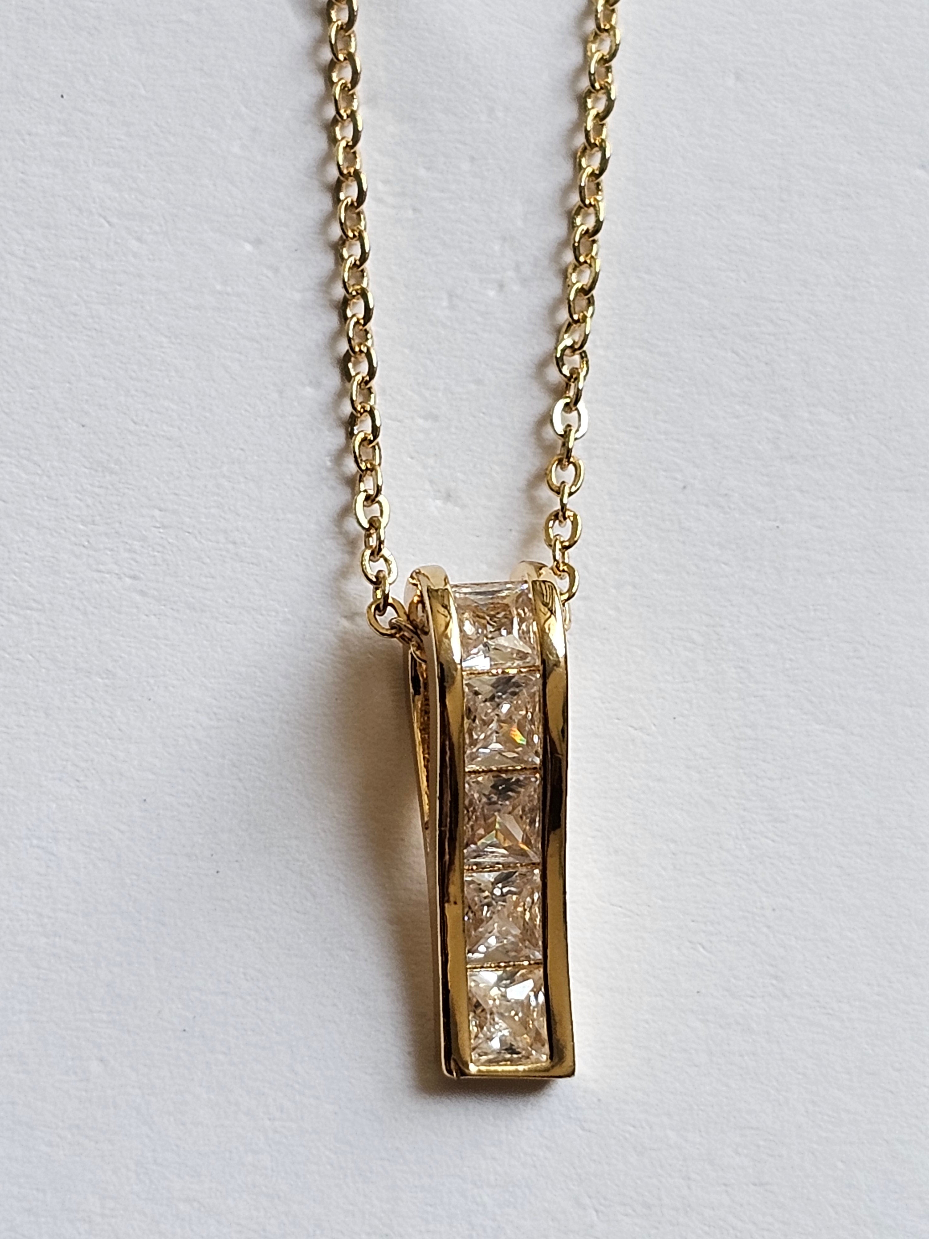 Crystal Line Pendant Necklace