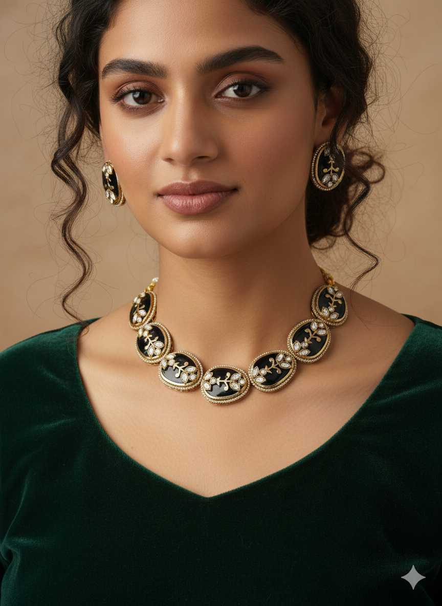 Vintage Floral Kundan Choker Set