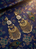 Heritage Peacock Chain Fringed Earrings