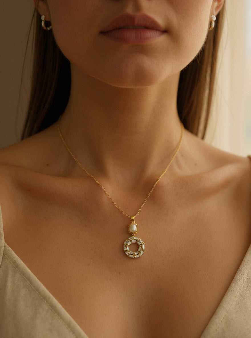Luna Radiance Gold-Plated Pearl Pendant Necklace